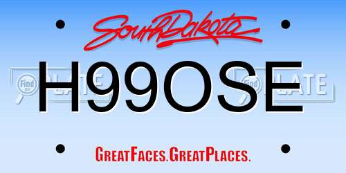 H99OSE South Dakota License Plate