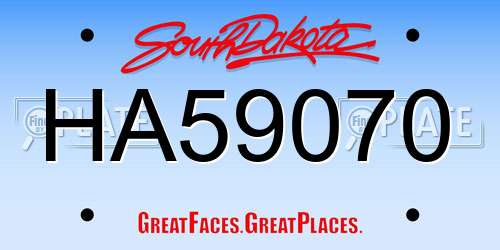 HA59070 South Dakota License Plate