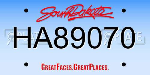 HA89070 South Dakota License Plate
