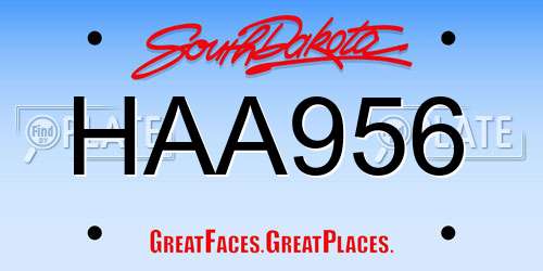 HAA956 South Dakota License Plate