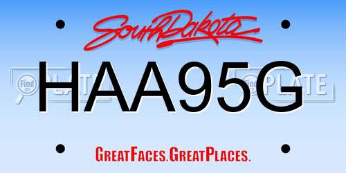 HAA95G South Dakota License Plate