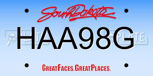 HAA98G South Dakota License Plate