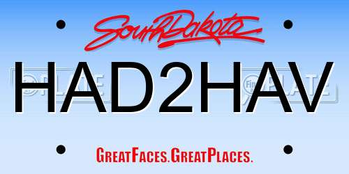 HAD2HAV South Dakota License Plate