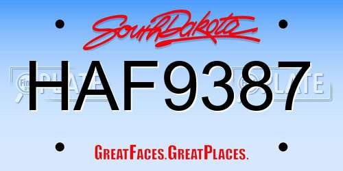 HAF9387 South Dakota License Plate
