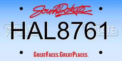 HAL8761 South Dakota License Plate