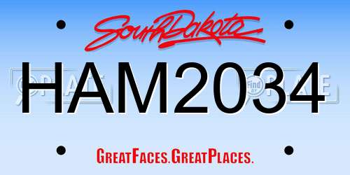 HAM2034 South Dakota License Plate