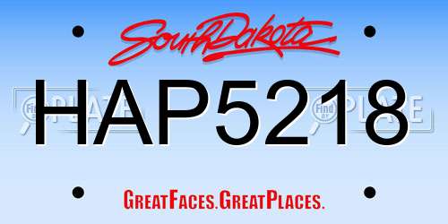 HAP5218 South Dakota License Plate