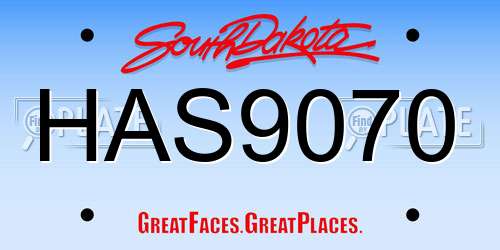 HAS9070 South Dakota License Plate