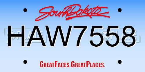 HAW7558 South Dakota License Plate