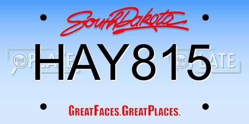 HAY815 South Dakota License Plate