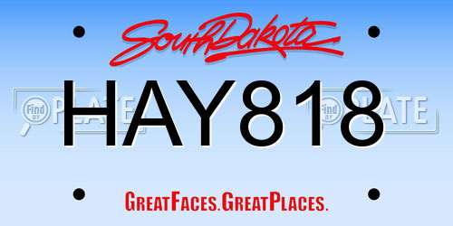 HAY818 South Dakota License Plate