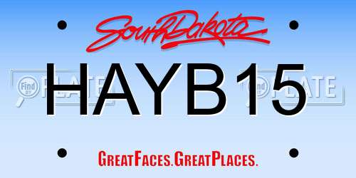 HAYB15 South Dakota License Plate