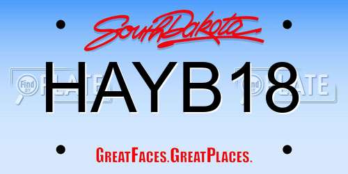 HAYB18 South Dakota License Plate