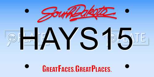HAYS15 South Dakota License Plate
