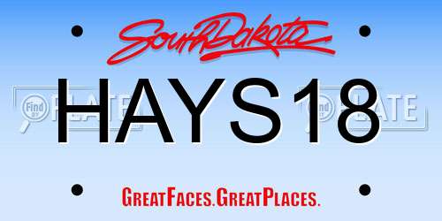 HAYS18 South Dakota License Plate
