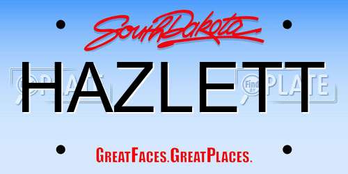 HAZLETT South Dakota License Plate