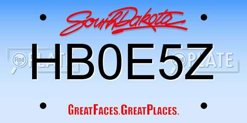 HB0E5Z South Dakota License Plate