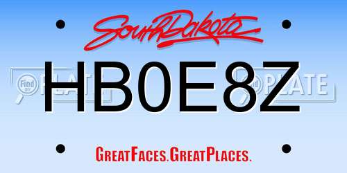 HB0E8Z South Dakota License Plate