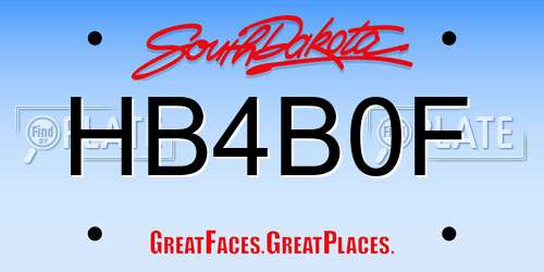 HB4B0F South Dakota License Plate