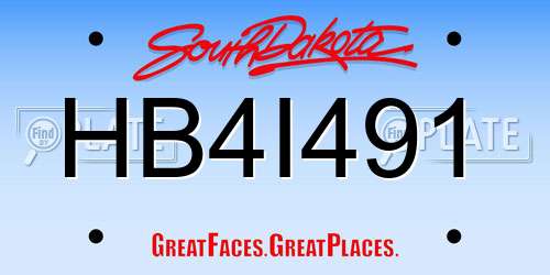 HB4I491 South Dakota License Plate