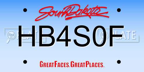 HB4S0F South Dakota License Plate
