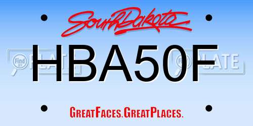 HBA50F South Dakota License Plate