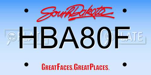 HBA80F South Dakota License Plate