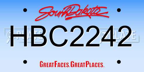 HBC2242 South Dakota License Plate