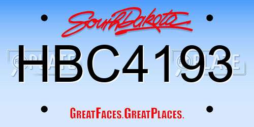HBC4193 South Dakota License Plate