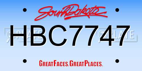 HBC7747 South Dakota License Plate