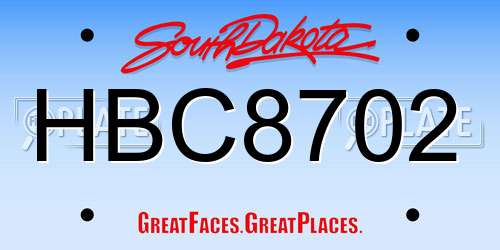 HBC8702 South Dakota License Plate