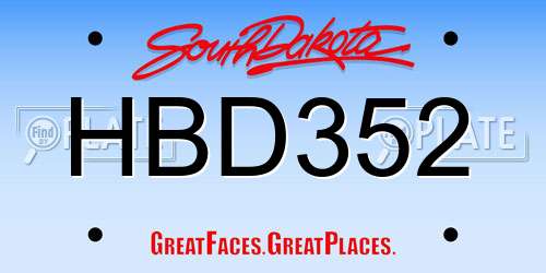 HBD352 South Dakota License Plate
