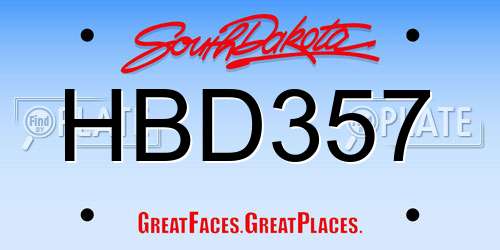 HBD357 South Dakota License Plate