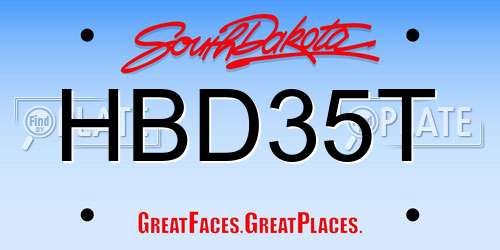 HBD35T South Dakota License Plate