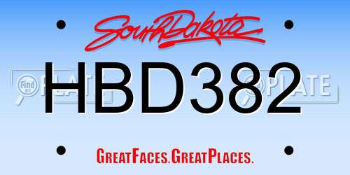 HBD382 South Dakota License Plate