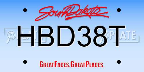 HBD38T South Dakota License Plate