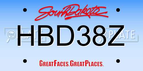 HBD38Z South Dakota License Plate