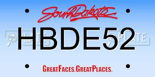 HBDE52 South Dakota License Plate