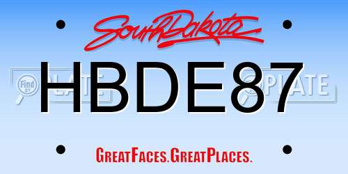 HBDE87 South Dakota License Plate