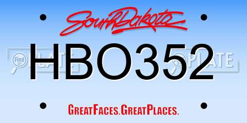 HBO352 South Dakota License Plate