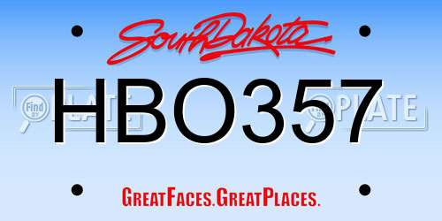 HBO357 South Dakota License Plate