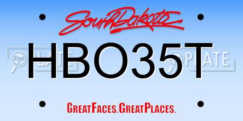 HBO35T South Dakota License Plate