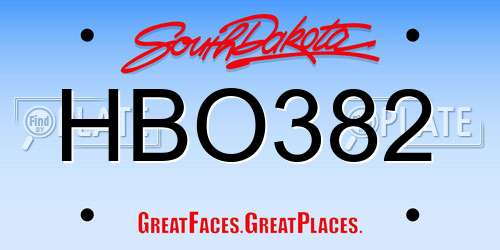 HBO382 South Dakota License Plate