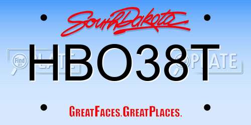 HBO38T South Dakota License Plate