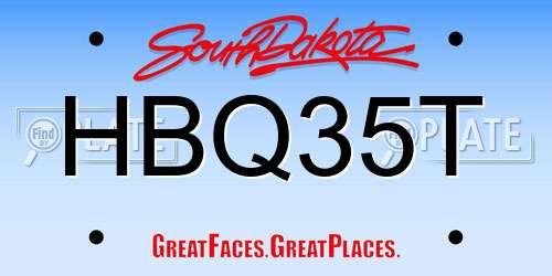HBQ35T South Dakota License Plate