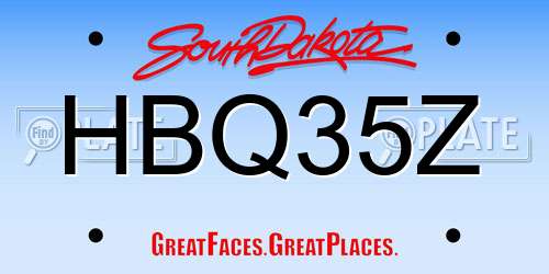 HBQ35Z South Dakota License Plate