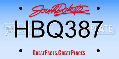 HBQ387 South Dakota License Plate