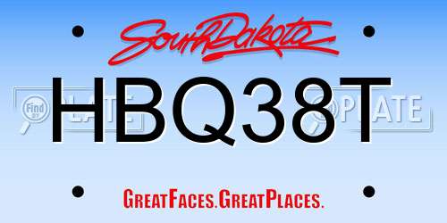 HBQ38T South Dakota License Plate