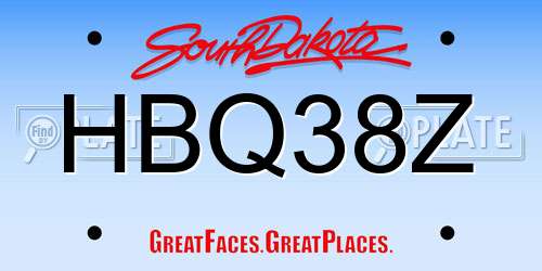 HBQ38Z South Dakota License Plate