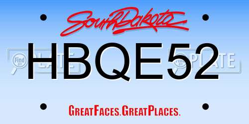 HBQE52 South Dakota License Plate